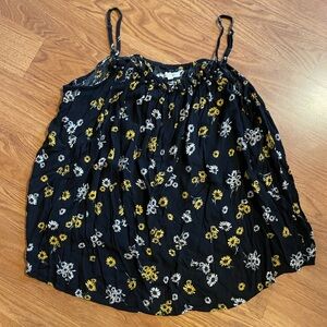 Maurices Flowy Camisole Black & Yellow Floral Large